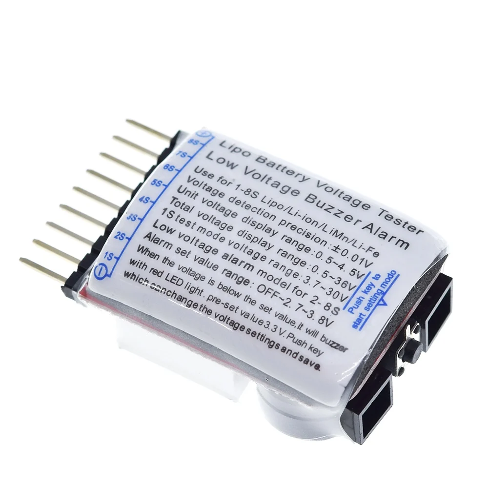 1-8S Литий-полимерный/Литий-ионный/Железо-литий RC вертолет, самолет, лодка и т.д. Тестер напряжения батареи 2 в 1 с низким звуковым сигналом тревоги.
