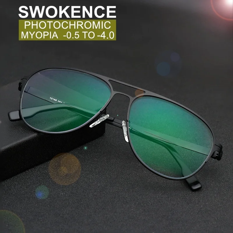 

SWOKENCE очки с диоптриями для близоруких для мужчин и женщин, фотохромные, солнцезащитные очки с диоптриями от -0.5 до -6.0, очки для зрения, F012
