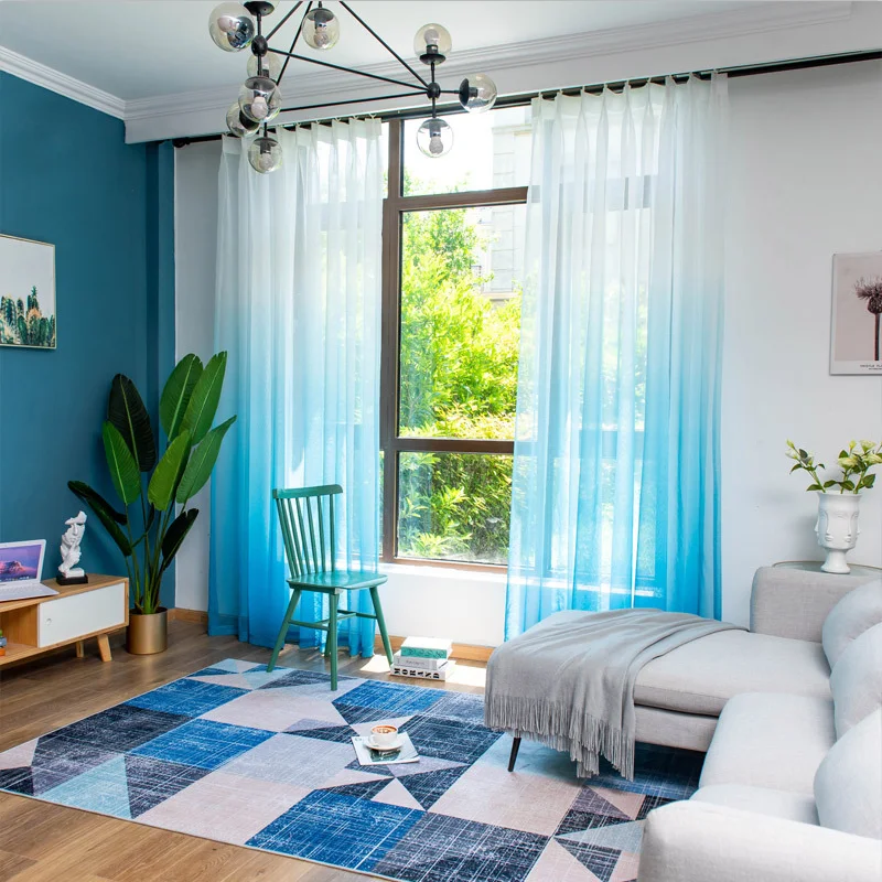 Тюлевые занавески фиолетового цвета с градиентом для гостиной современной