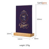 1pcs vertical horizontal a5 wooden double sided display frame acrylic menu price card sign rack for restaurant hotel