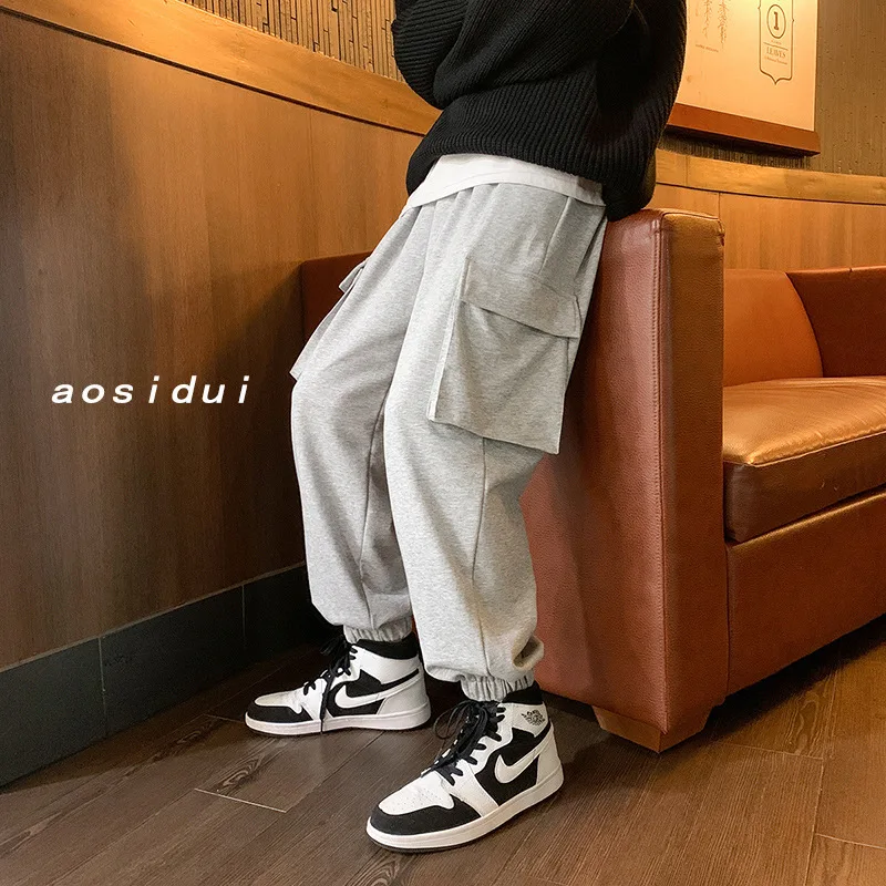 

Autumn Winter Men's Casual Pants Loose Large Size Bunch Of Foot With Pocket Drawstring Solid Fashion Sports Joker Male Trousers