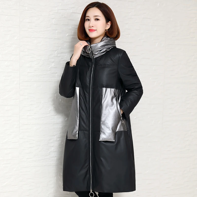 

Женская кожаная куртка из натуральной кожи, теплая куртка-пуховик из овечьей кожи, LSW9026, зима 2019