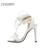 size 35 43 white sandals women shoes high heel 11cm party shoes for women gladiator sandals summer stiletto heels women sandal