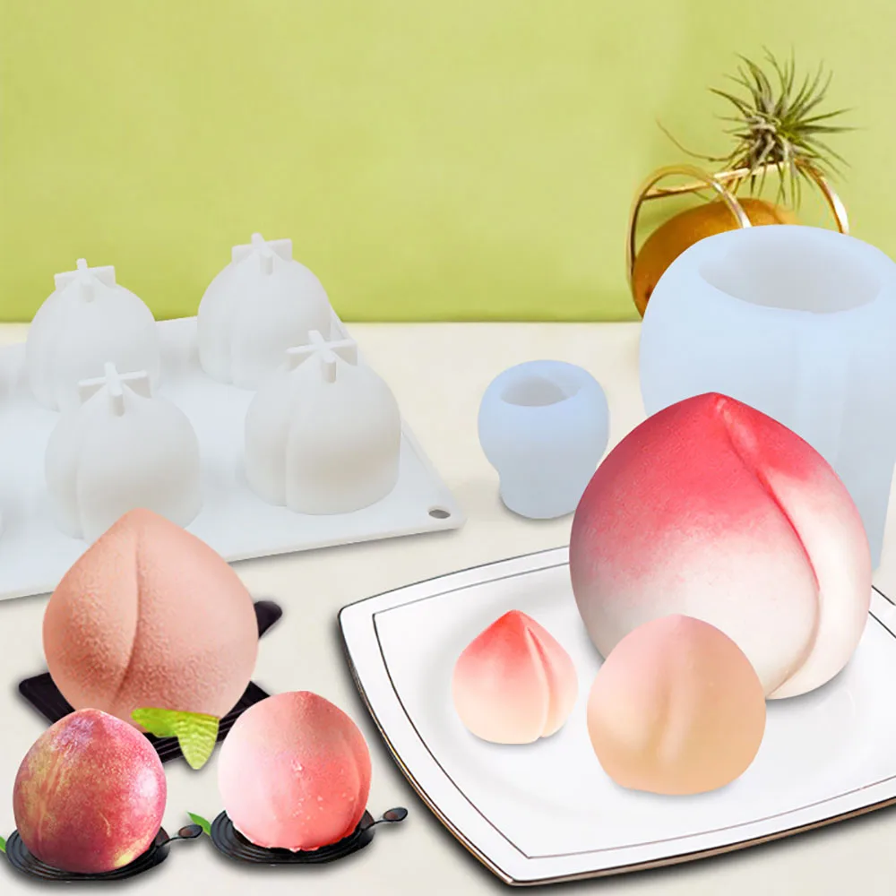 

3D Peach Fruit Silicone Mold for Cake Decoration Mousse Cake Pancake Jelly Cupcake Ice Cream Mold Peach DIY Baking Mold