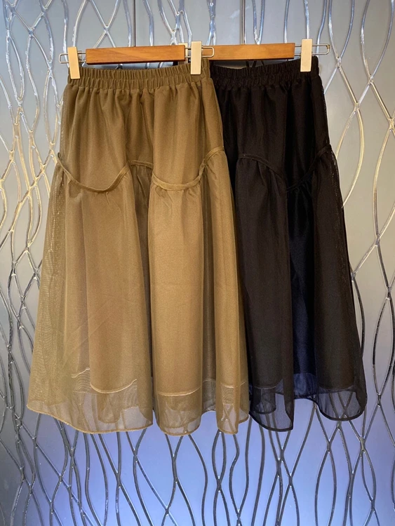 

Новинка 2021, женская модная декоративная газовая юбка средней длины с эластичным поясом, универсальная, 1021