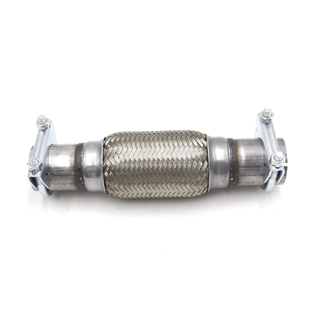 CNSPEED 1,7" x 6" x 1" автомобиль выхлопная Гибкая Труба Сильфон 201 нержавеющая сталь двойной Коннектор с оплеткой пульсация серебро