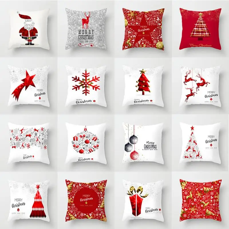 

45X45cm New Christmas Pillowcase Home Sofa Car Back Cushion Pillow Case Xmas Pillow Cover Taie Oreiller Poszewki Na Poduszki