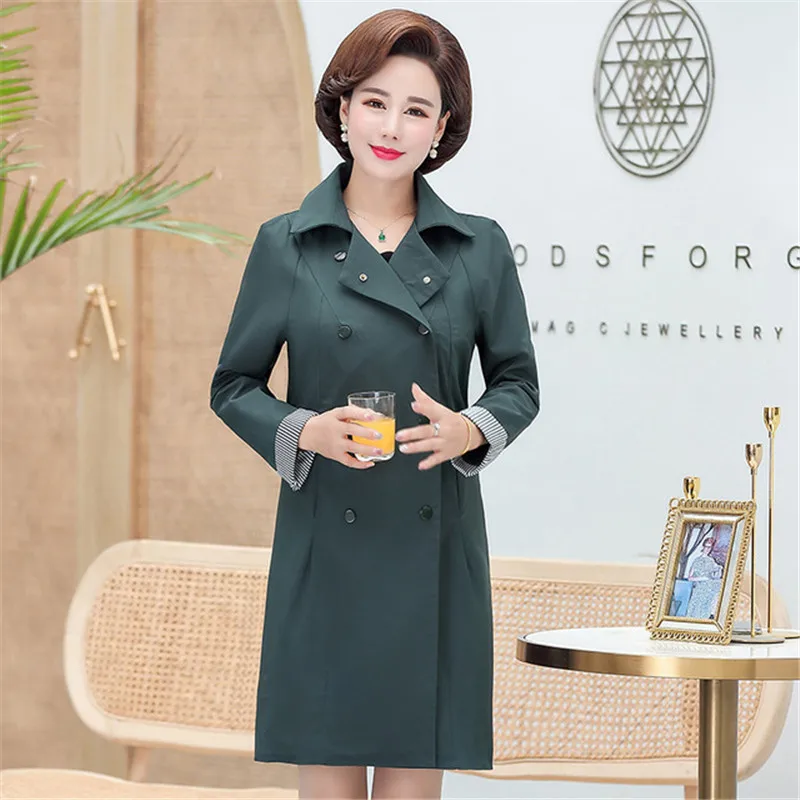 Ветровка женская средней длины двубортный Тренч Свободное пальто модное большие