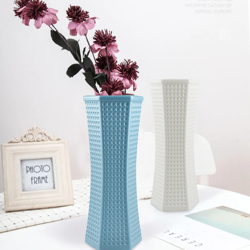 

30cm Individuality Vases Shatterproof Nordic Vase Imitation Ceramic Beautiful Flower Pot For Arrangement Home Office Room Decor