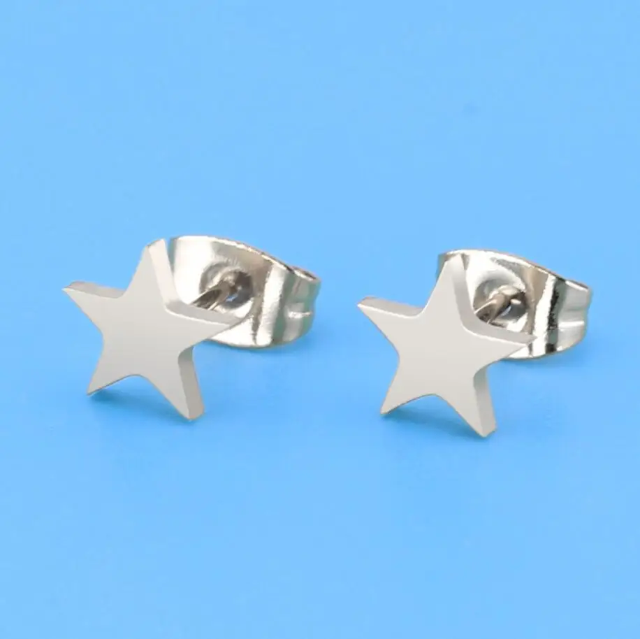 silver Серьги, крошечная звезда, серьги, Черное золото, подвеска в виде звезд, серьги-гвоздики для женщин, детей, ювелирное изделие, подарок, Brincos - Окраска металла: silver