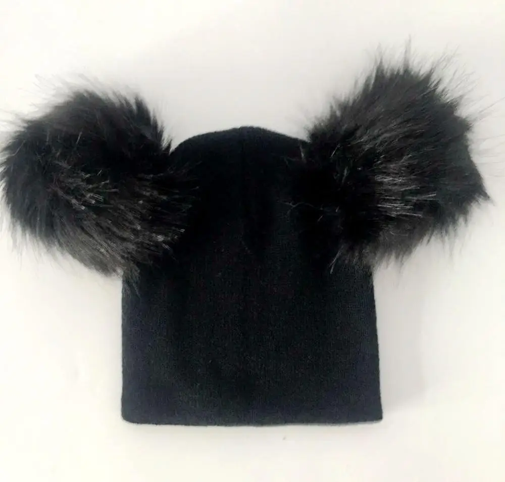 

Hot Ins Children's Winter Knitted Hat Oversized Double Ball Wool Hat Baby Wool Ball Meticulous Knitted Hat Head Warm