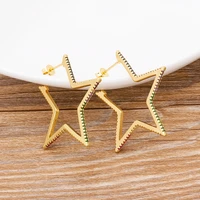 2021 new arrival big hoop star earrings micro pave cz stone boho crystal earrings jewelry for women charm party new year gifts