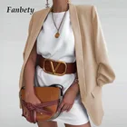 Женский деловой пиджак, Элегантный Приталенный кардиган с лацканами, однотонный, с длинным рукавом, осень 2021