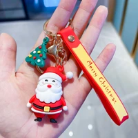 3d silicone christmas doll keyring santa claus keychain childrens gift cartoon cute bag pendant key chain