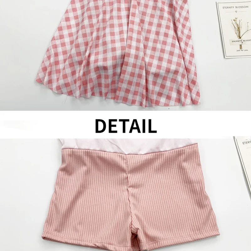 Накидка женская клетчатая с высокой талией милый тонкий купальный костюм