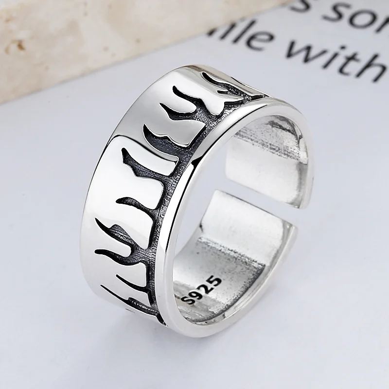 

New fashion trend flame hip hop ring street punk couple open ring nightclub party men's ring jewelry gift wholesale