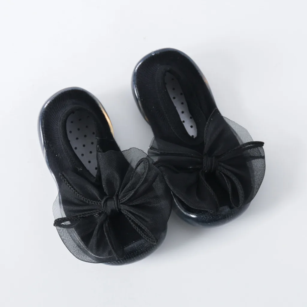 Обувь для малышей новорожденных с сетчатой подошвой и бантом Нескользящая обувь