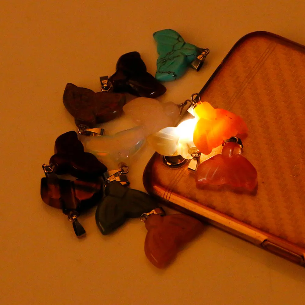 

Natural Semi-precious Stone Fish-shaped High Quality Colorful Pendant Box for Jewelry Making DIY Necklace Accessories 12pcs/box