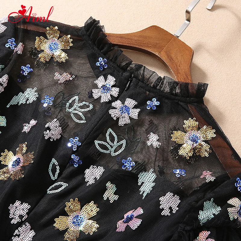 Женское винтажное платье с блестками модельное Дизайнерское черное банкетное