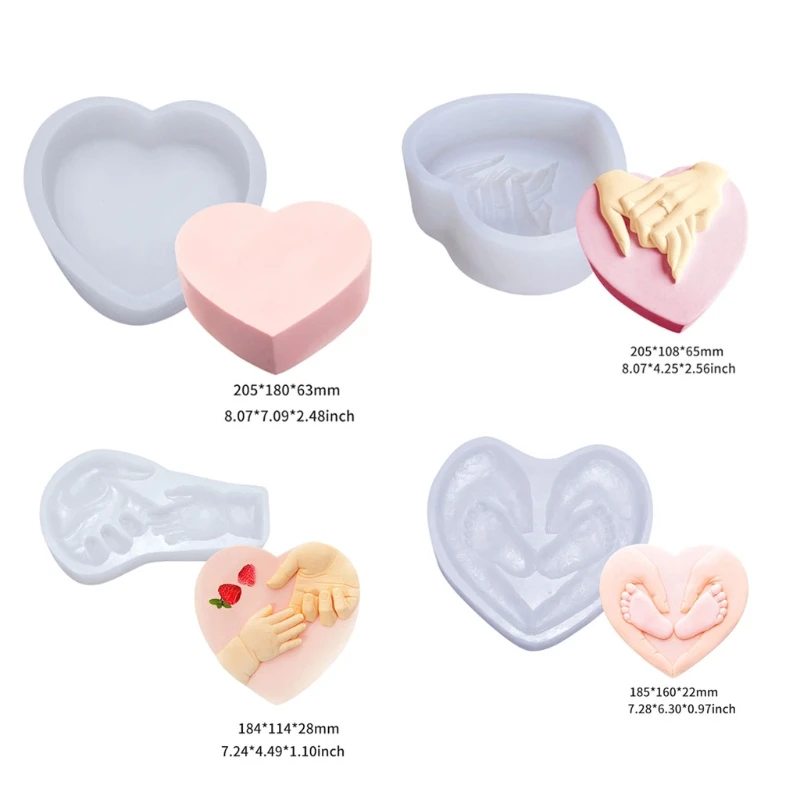 

Super Large Cake Heat Base Mold Love Mousse Cake Mold Tray Hand in Hand Love Silicone Baking Pan Food Grade Fondant Mold