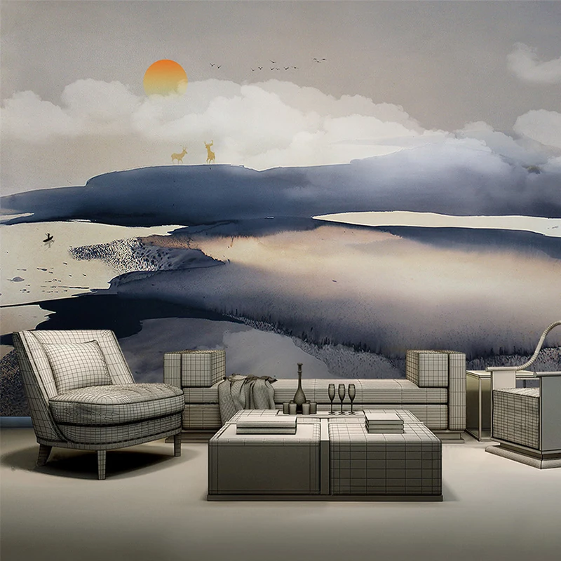 

3D настенная бумага красивый закат фото Настенная роспись Гостиная Столовая декорация настенная бумага Современный домашний декор Френки