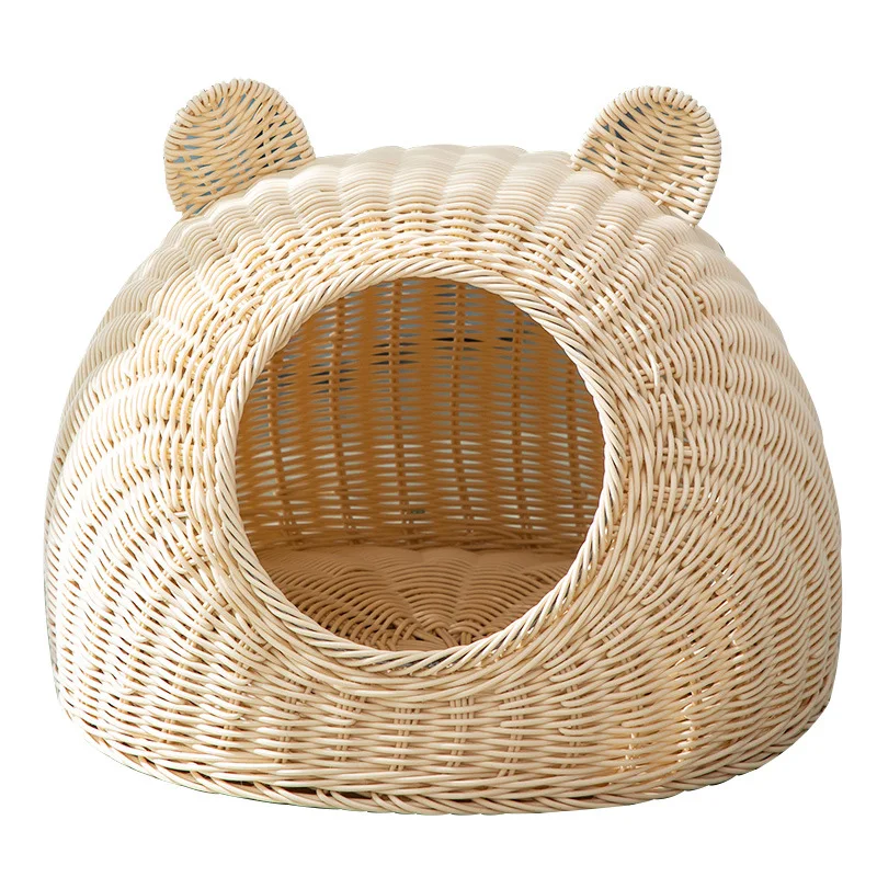

JOYLOVE Cat Litter For Four Seasons General Semi-closed Cat Pet Litter Breathable And Washable Handmade Rattan Woven Cat Litter