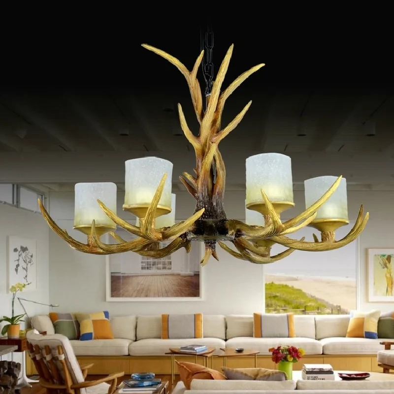 Страны Европы 6 головок американская ретро люстра светильник смолы оленьи рога
