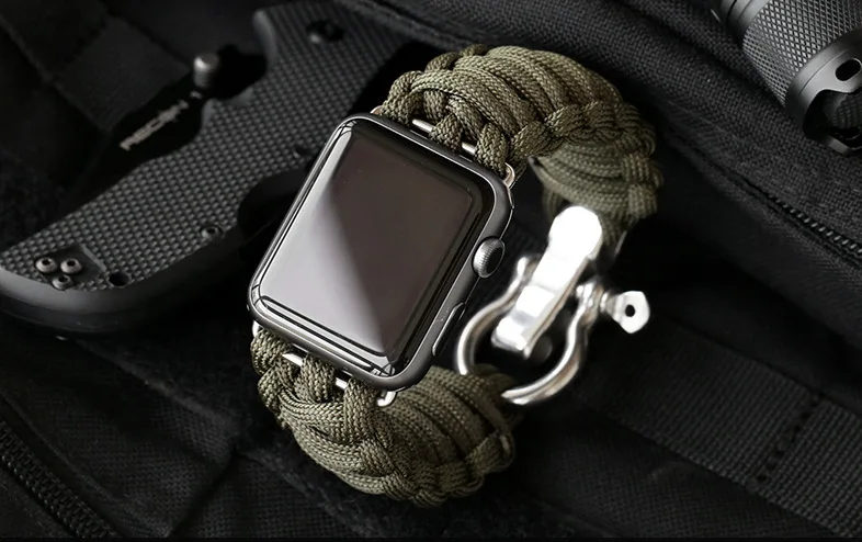 Спортивный ремешок для часов Apple, ремешок для часов 5, 4, 3, 2, 44 мм, 40 мм, iwatch, 42 мм, 38 мм, веревка для выживания, металлический болт, застежка, браслет, аксессуары