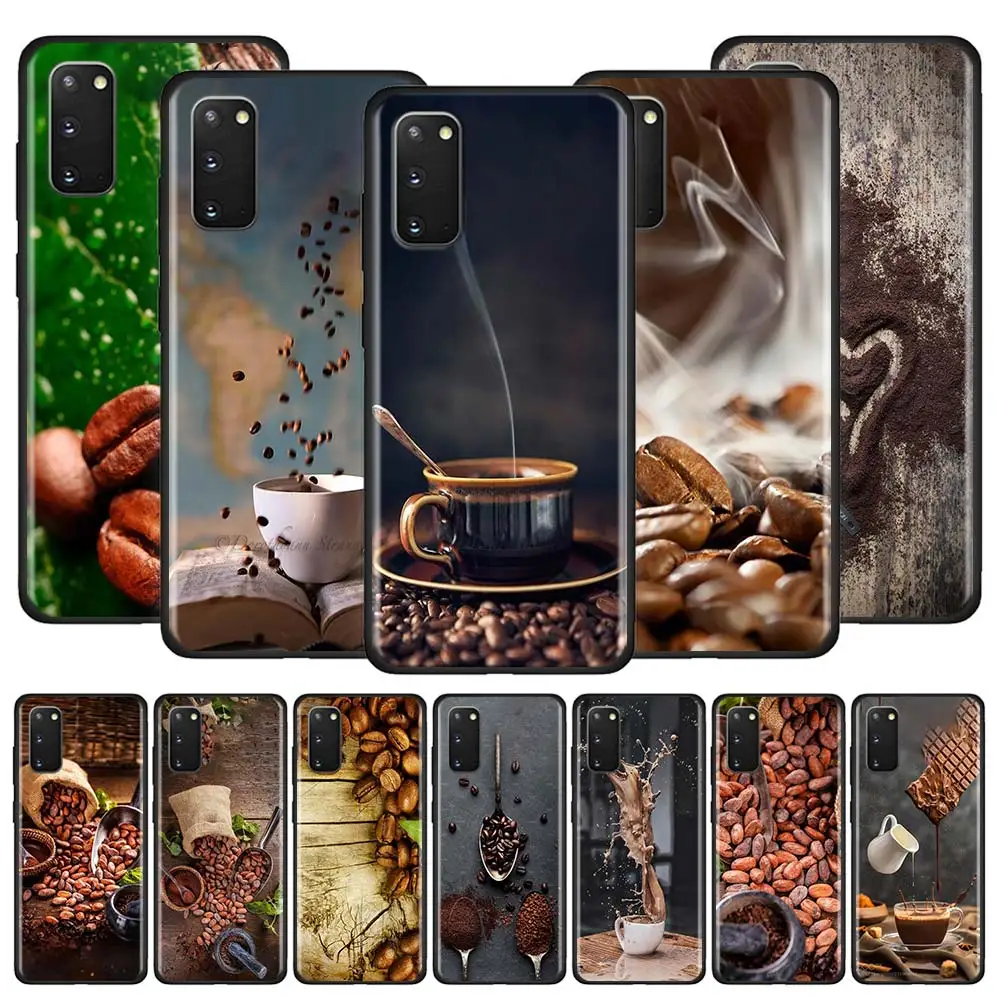 Чехол кофейных зерен для Samsung Galaxy S20 Ultra S10 5G S10e S9 S8 Plus Note 10 Lite 9 черный чехол телефона