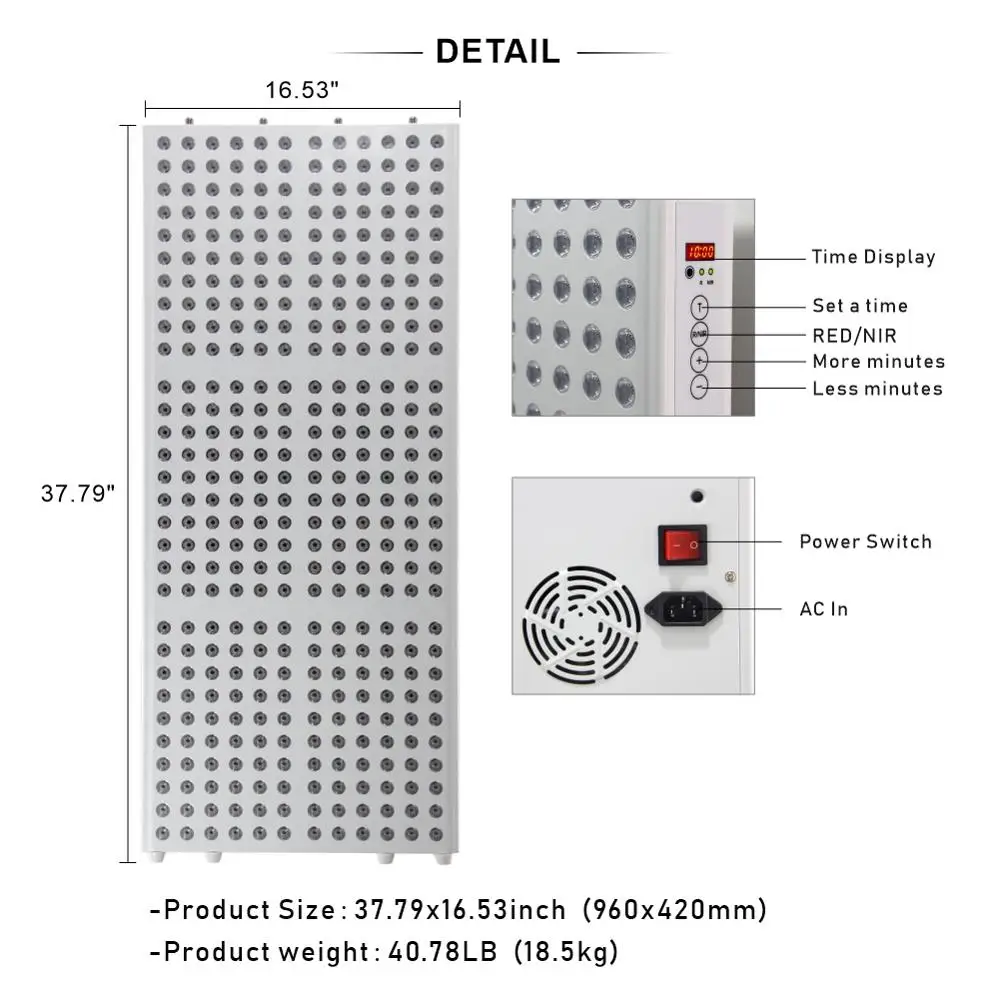 

600W facial led red light therapy photon light therapy 660nm 850nm red light therapy skin