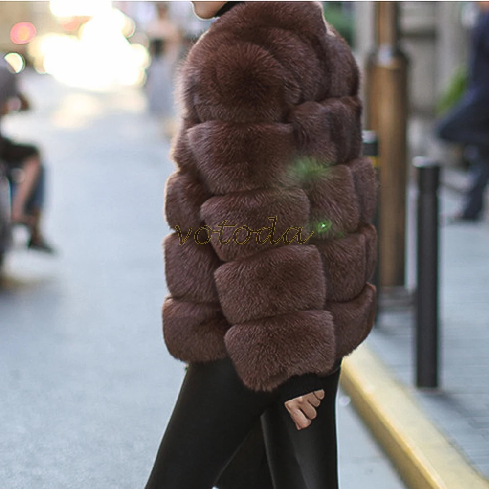 S-4XL Mink Coats Winter Women Top Fashion Pink Faux Fur Coat Ladies Elegant Thick Warm Outerwear Fox Fur Jacket Chaquetas Mujer