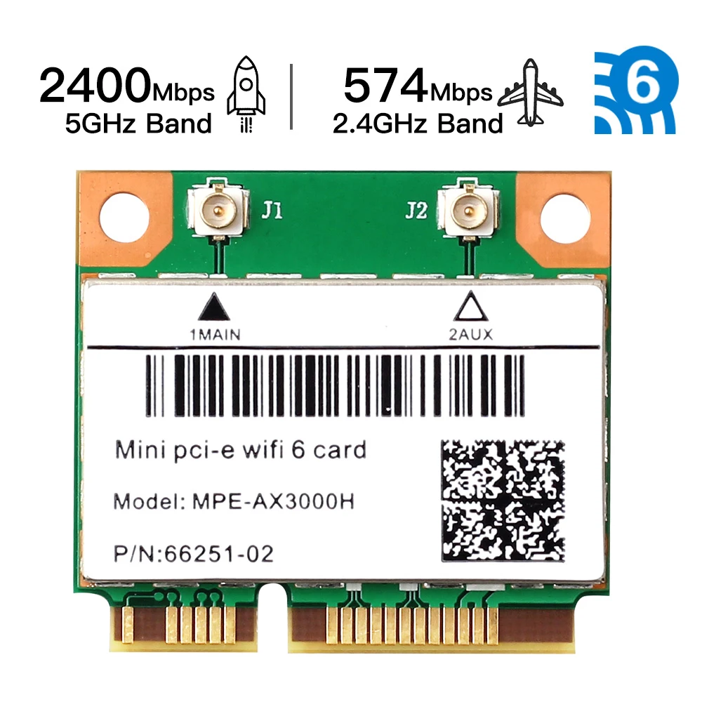 2974 Мбит/с Wi Fi 6 Dual Band Беспроводной Половина Mini PCI E беспроводная сеть карты Bluetooth 5 0