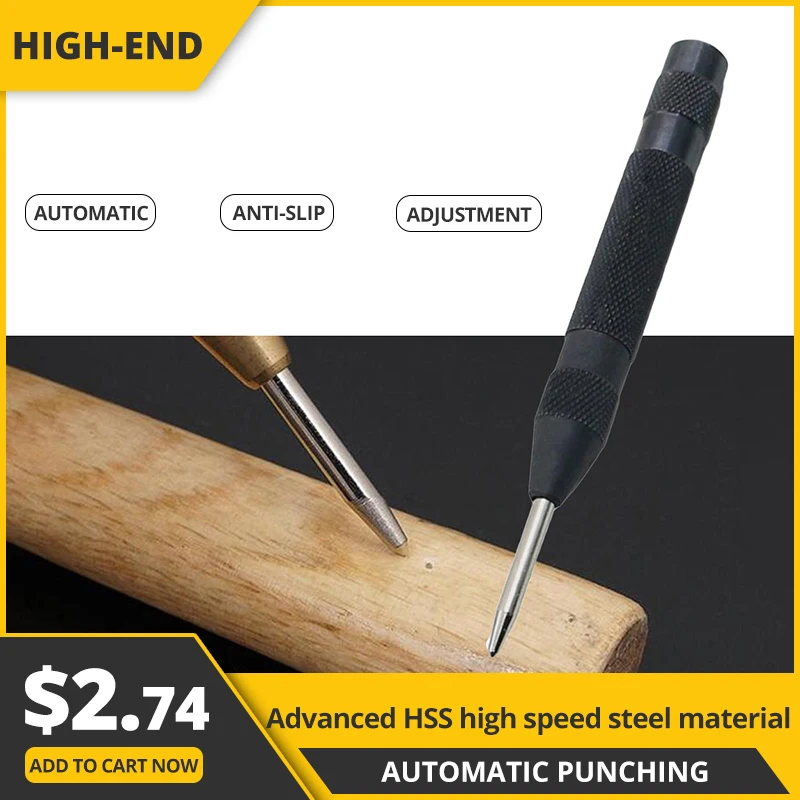 

Drill Bit Tools Golden HSS Automatic Center Punch Dot Punch Positioner Semi Automatic Window Breaking Device Length 130mm