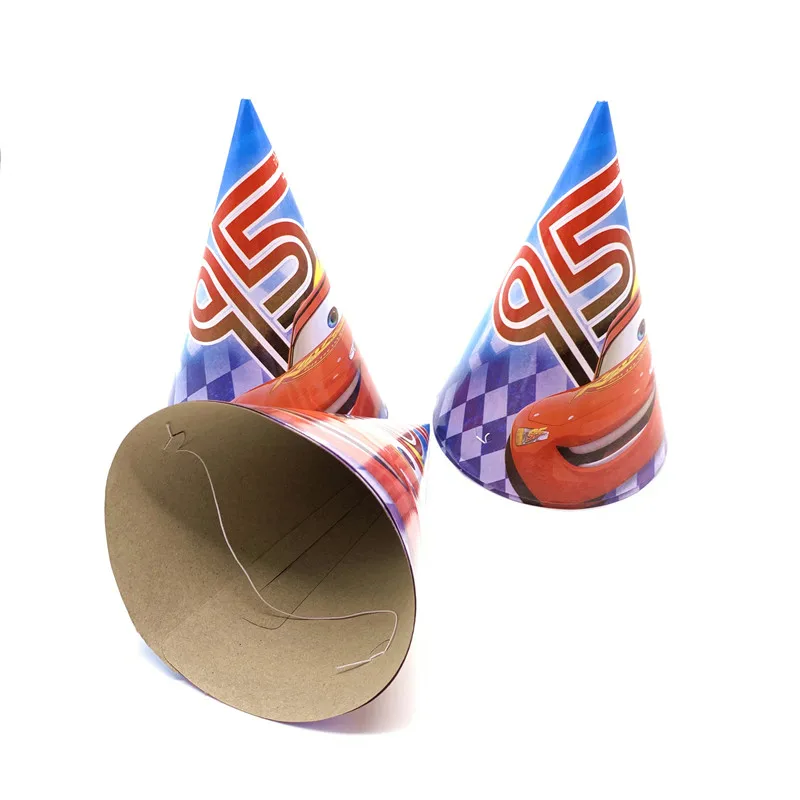 hat-6pcs Disney автомобили вечерние поставки детские украшения для детей мальчик набор disney автомобили день рождения тема воздушные шары Торт Топперы баннер чашки тарелки - Цвет: hat-6pcs