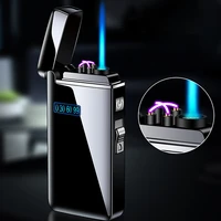 2 in 1 electric jet flame lighter usb windproof plasma dual arc lighter inflatable gas torch lighters mens gifts for smoking