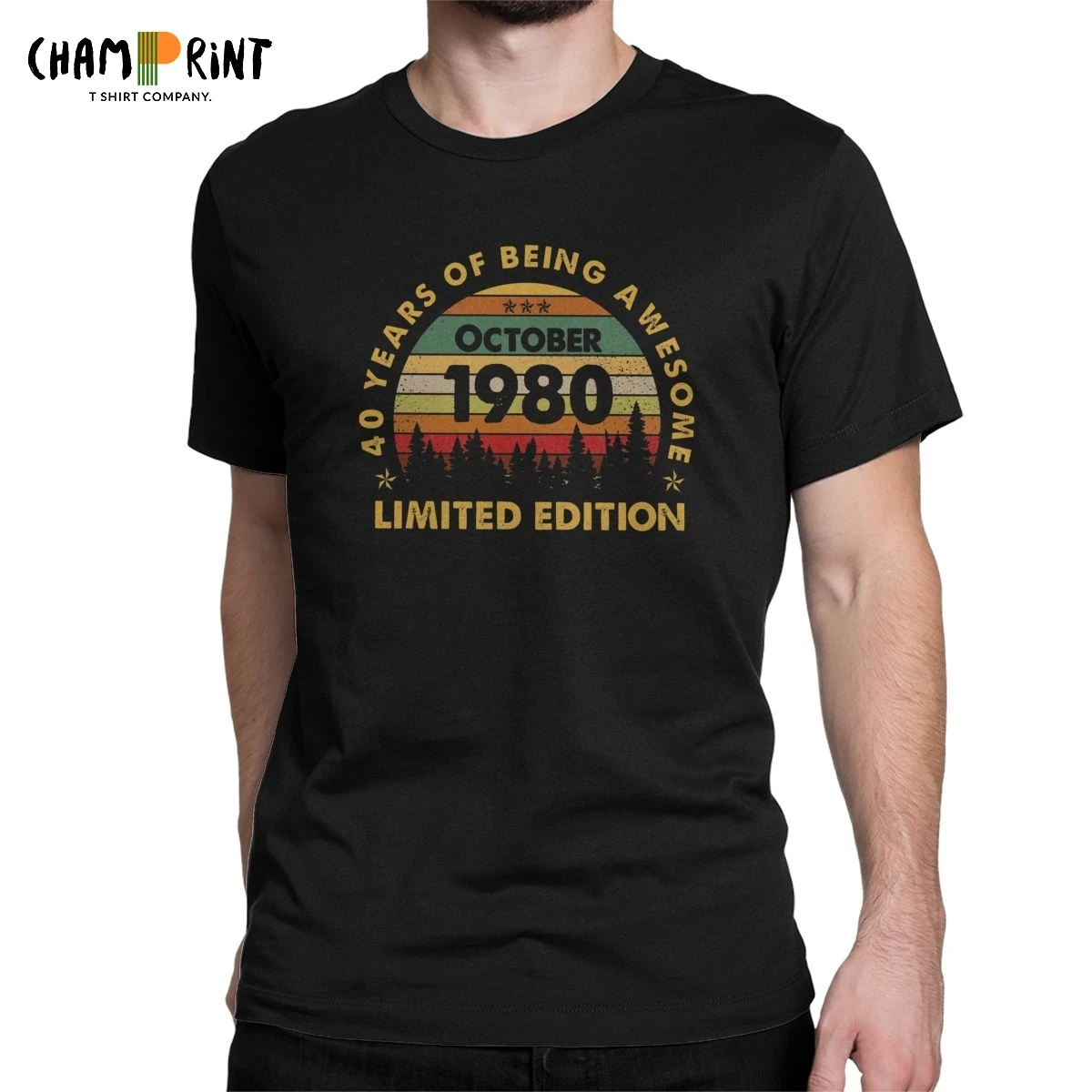 

Born In October 1980 40 Years Of Being Awesome T Shirts Men Funny T-Shirts 40th Birthday Gift Tee Shirt Short Sleeve Clothing