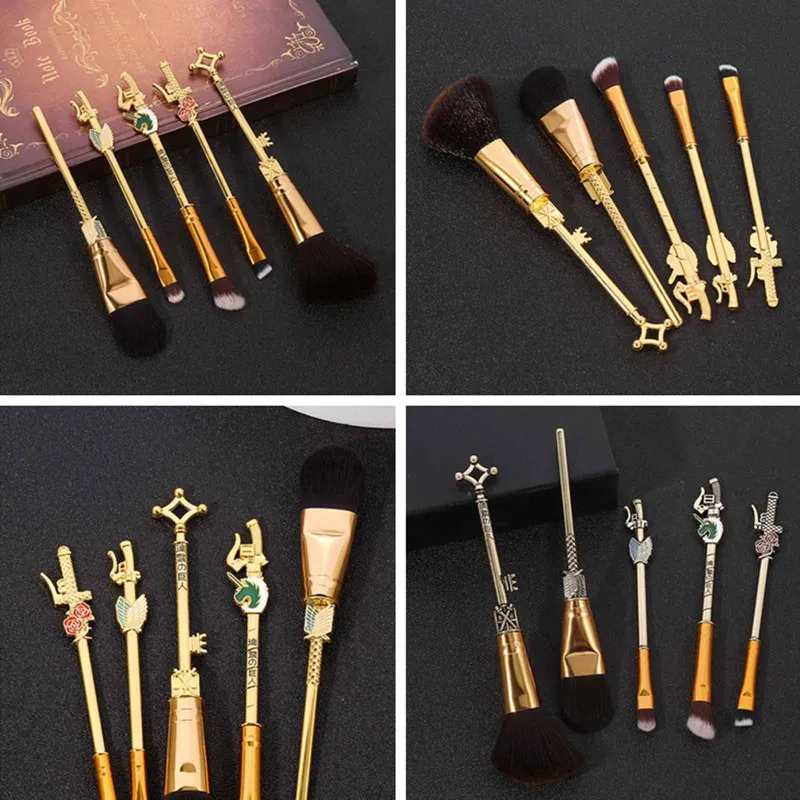 

5 Pcs Japan Anime Attack On Titan Makeup Brushes Set Professional Cosmetic Powder Eyeshadow Eyebrow Beauty Make Up Brush Tool