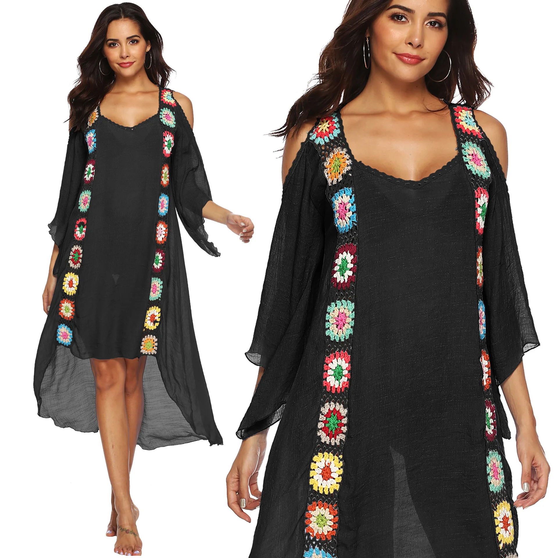 Женская Асимметричная пляжная блузка без бретелек белое вязаное крючком пляжное