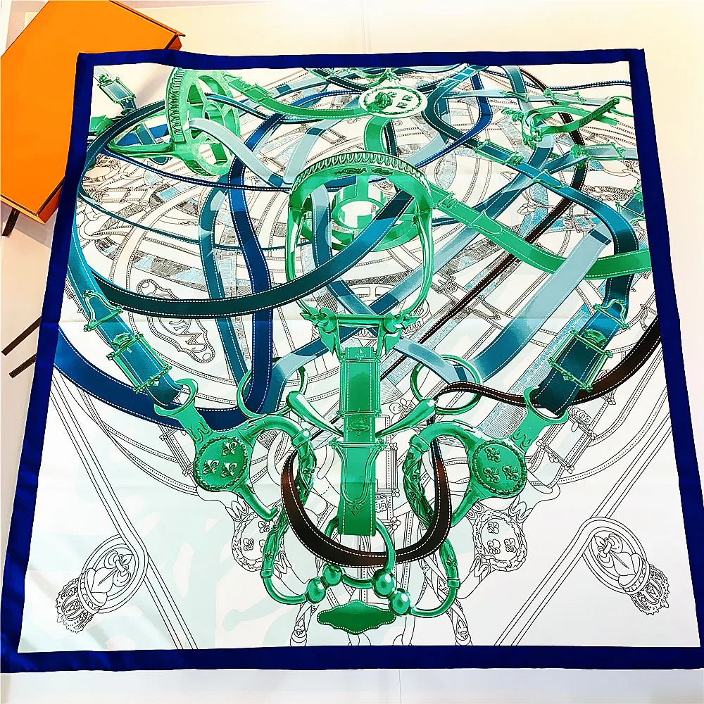 

2021 ручная свернутая кромка Роскошный шелковый шарф женский ремень с принтом квадратные шарфы Echarpes Foulards Femme Wrap Дамский Бандана Хиджаб Шарф