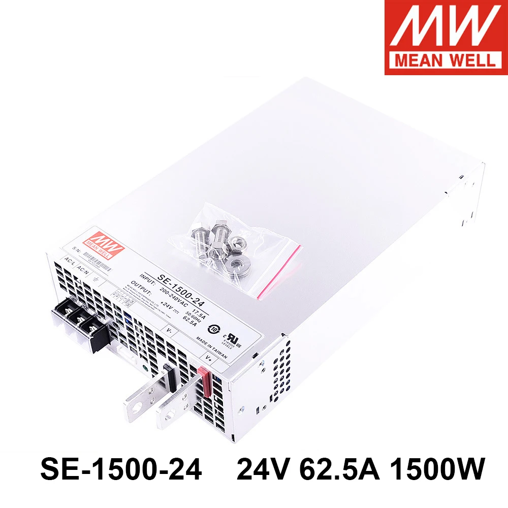 

Mean Well SE-1500-24 110/220V AC TO DC 24V 62.5A 1500W Single Output Switching Power Supply Meanwell Driver