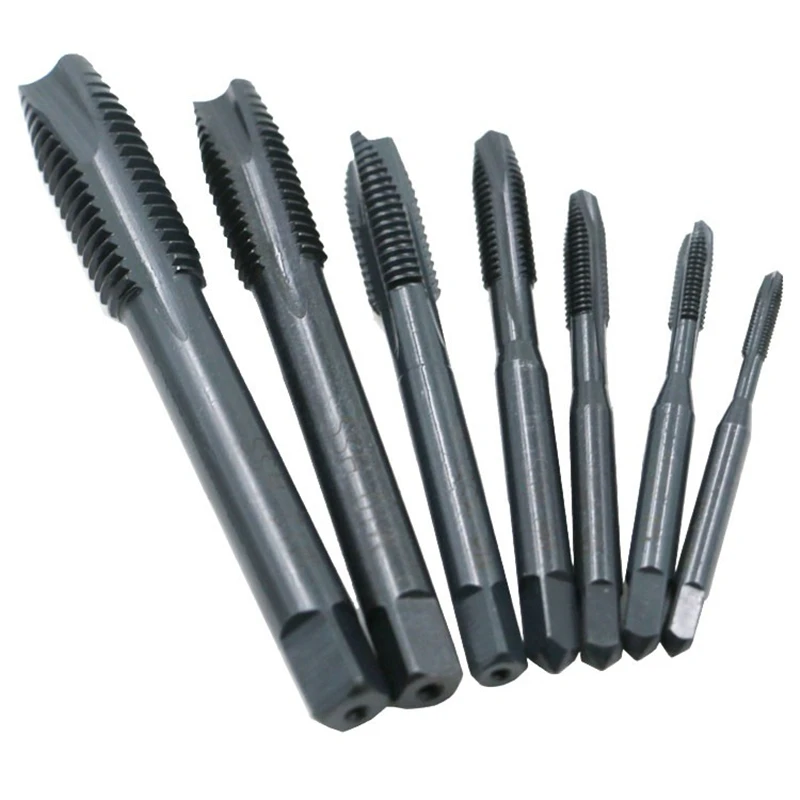 

7Pcs Steel Metric Thread Tap Tapping Tool Spiral Point Straight Fluted Screw Taps Tool M3-M12 Hand Plug Tap Drill Set