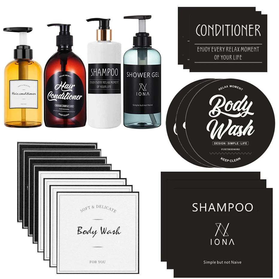 Soap Bottles Labels Bathroom Shampoo Body Wash Conditioner Stickers Waterproof Self Adhesive Dispenser | Дом и сад