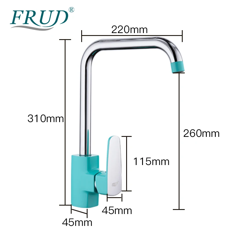 Смеситель для кухни FRUD кухонный кран на раковину с одной ручкой поворотный излив