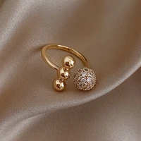 fashion exquisite copper inlaid zircon hollow rings for women index finger opening adjustable ring party jewelry accessories