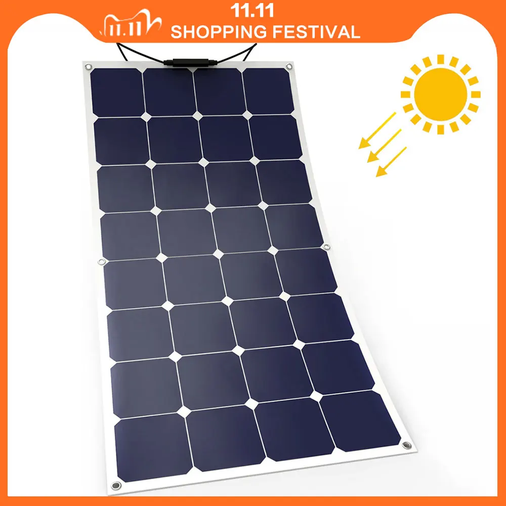 Монокристаллическая солнечная панель ALLPOWERS 100 Вт высокоэффективный комплект