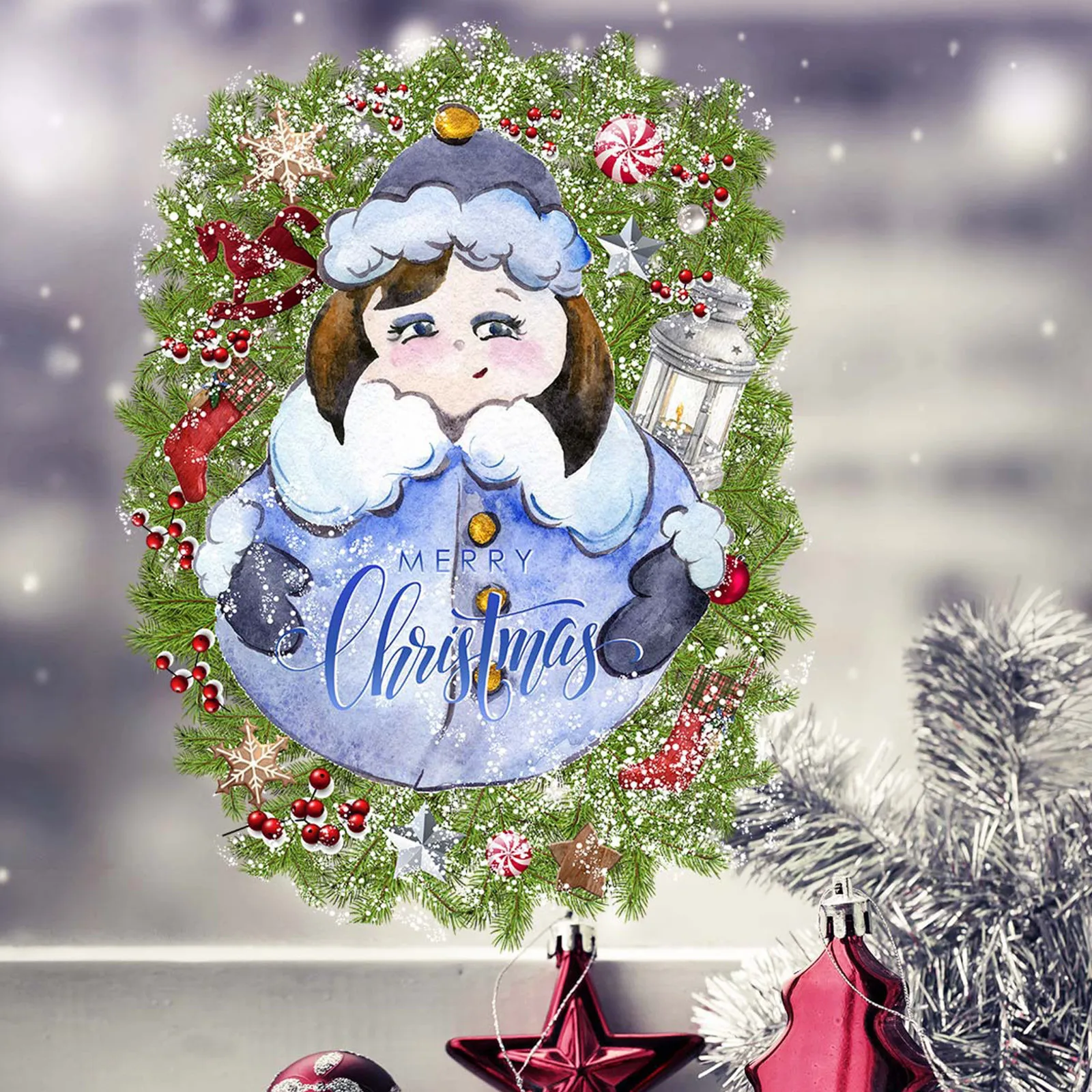 Дед Мороз искусственное стекло украшение для окна Рождественская Наклейка на