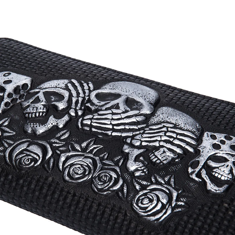 Мужские кошельки из натуральной кожи в стиле панк женские с узором виде черепа