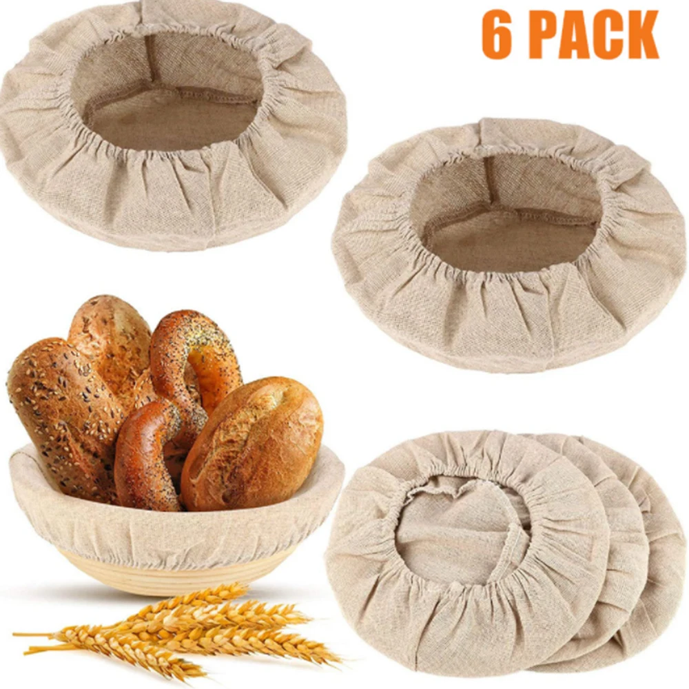 6PCS Bread Fermentation Basket Cloth Cover Set Lined Reusable Bread Fermentation Basket Cloth for Baking Cake Pans High Quality
