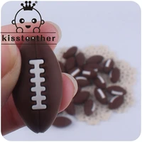 kissteether 5pc baby silicone rugby sport beads for teether making diy teething necklace food grade silicone pacifier chain tool
