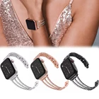 Стальной ремешок для часов с алмазной цепью, женские Смарт-часы, браслет с пульсометром, Смарт-часы для iWatch серии 43, 40 мм, 44 мм